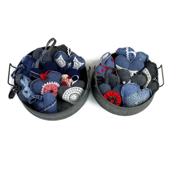 Farmhouse Galvanized Metal Storage Trays Buckets With Handles Set-2 Piece - Picture 7 of 8